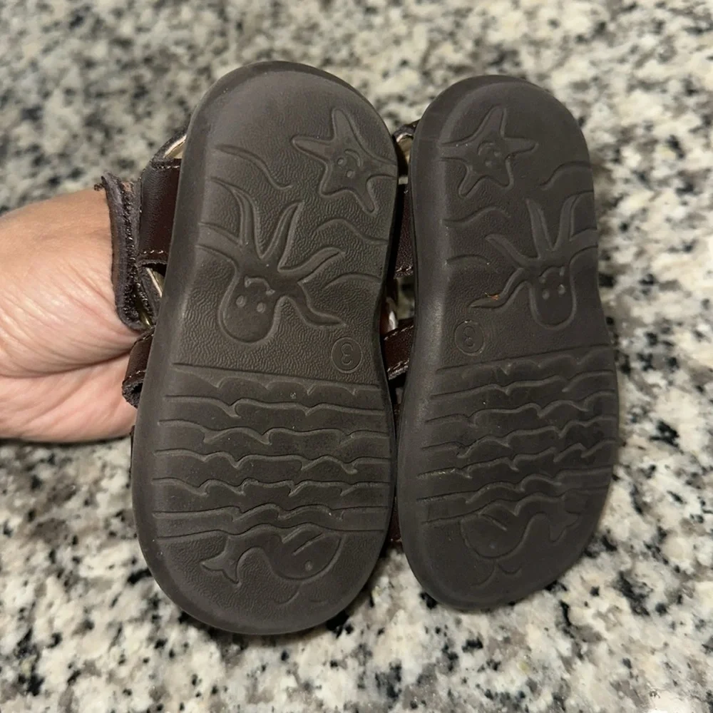 Scott David Leather Sandals Brown with Velcro adjustable closure Size 3 Baby